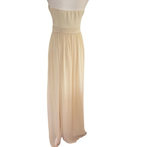 Gianni Bini Long Chiffon Gown Size M Champagne w Gold Sequins Strapless Prom - Picture 5 of 12